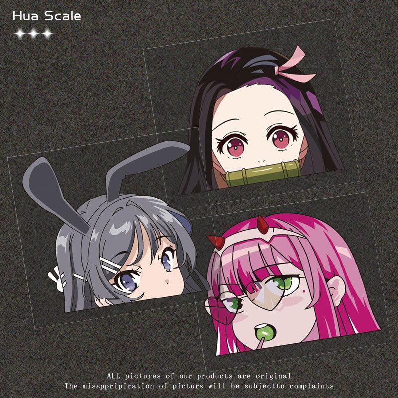 Anime Secondary JDM Reflective Car Stickers Waterproof Body Cover Marks Stickers Decorative Car Stickers Accessories