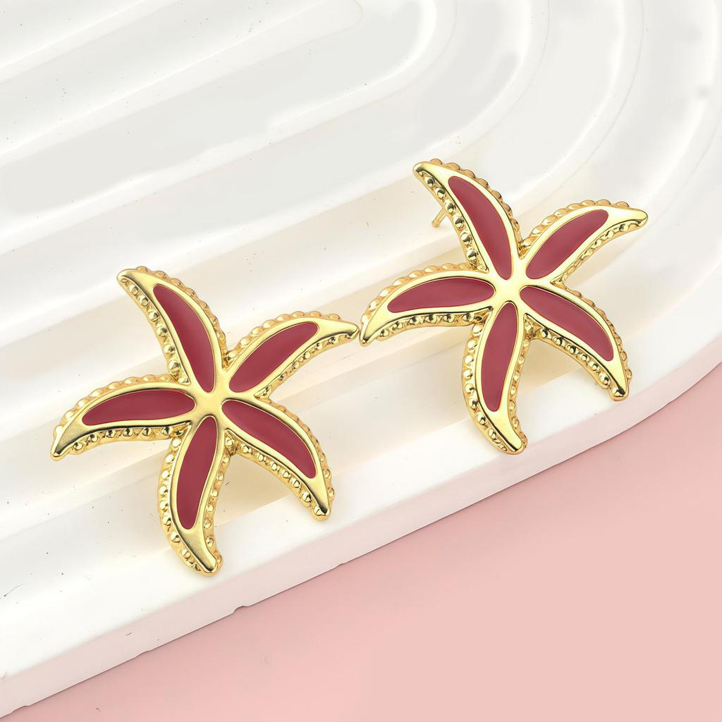 New Fashion Stainless Steel Starfish Drip Oil Earrings for Women - Light Luxury Versatile Ear Jewelry