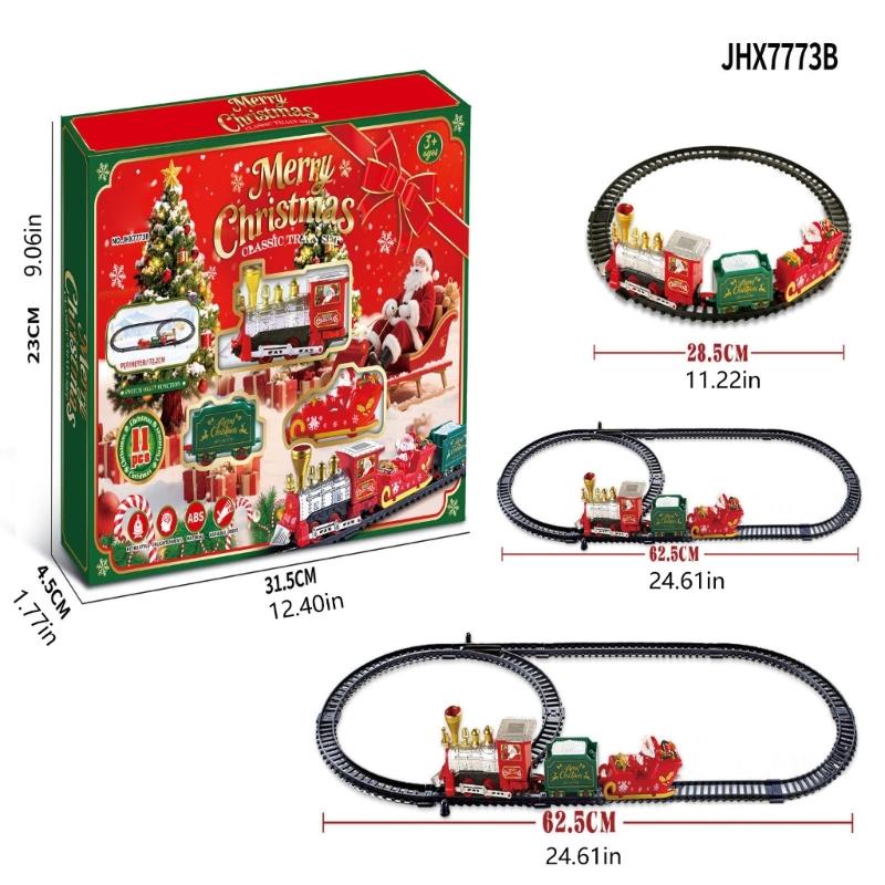 Plastic Christmas Toy Train and Truck Set with Battery Operated Motion for Holiday Shelf Display, Kids Ages 3+ and Family Use