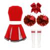 Girl Cosplay Cheerleader Costume Cheerleading Uniform Outfit Sequins Crop Top Skirt with Socks School Girls Dancewear Sets