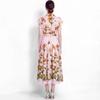 Elegant Floral Print Midi Shirt Dress for Women Summer Cap Sleeve Lapel Button Down Waist Belt A-Line Dress Holiday Outfits