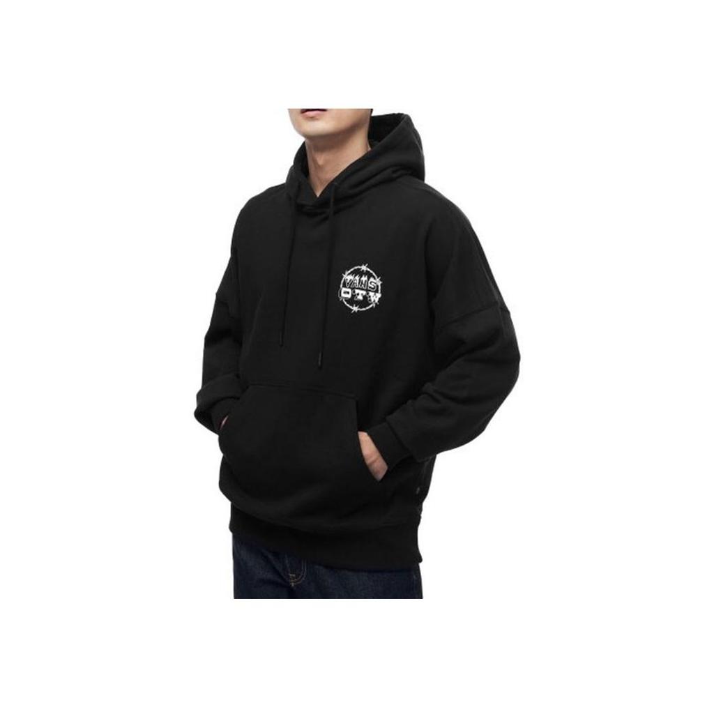 Vans Logo Print Oversized Pullover Hoodie Black Unisex VN0A5H7TBLK