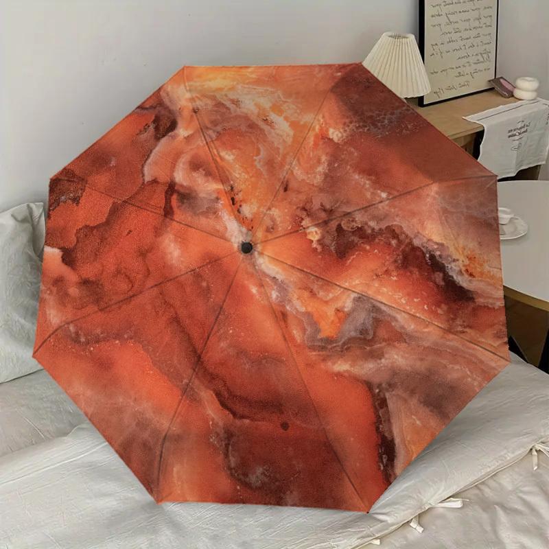 1pc Marble Texture Pattern Umbrella Design Automatic Opening and Closing Umbrella, High-quality Travel Umbrella, Lightweight and Portable, -25
