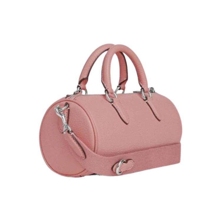 New COACH Lacey Pebbled Leather Boston Bag, Handbag, Shoulder Bag, Crossbody Bag Trumpets Women's Light Pink CJ571-SVLP