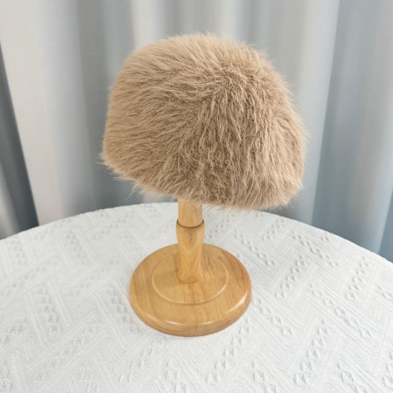 Women Autumn Winter Warm Thicken Ear Protector Hat Cold Velvet Beret Hats Sweet Cute Solid Color Plush Cap