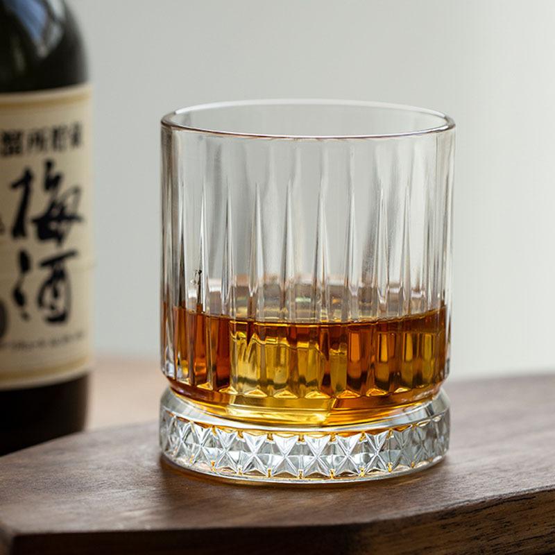 2pcs Set 13OZ Whiskey Glasses Tumbler Diamond Carved Wine Cups Crystal Barware Light Luxury Beer Mug Transparent  Cocktail Glass