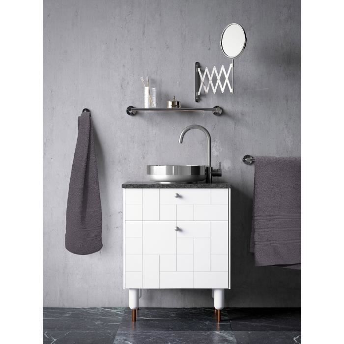 Lot de 2 serviettes - LOVELY HOME - 2 Draps de douche 70 x 140 cm - Gris anthracite