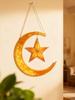 Islamische Mond Stern Laterne Hängedekor - Acryl Eid Mubarak Ornament für Ramadan Kareem Muslimisches Fest Heim Fenster Wanddeko
