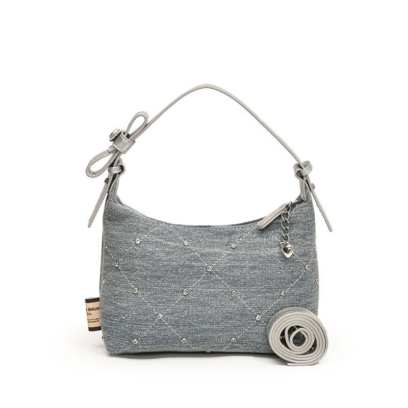 

Джинсовая сумка под мышкой Женская Новая Модная Универсальная Наплечная Портативная Сумка-Ведро серебряный