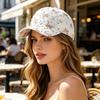 Baseball Hat Adjustable Back Buckle Butterfly Design Curved Brim Sun Protection Lace Hat with Rhinestones Inlaid Women Headwear