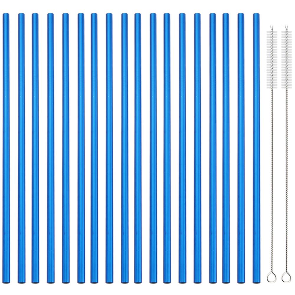 20Pcs 304 Stainless Steel Drinking Straw High Quality Straw Set Eco-friendly Reusable Metal Straws Set Party Juice Bar Accessory