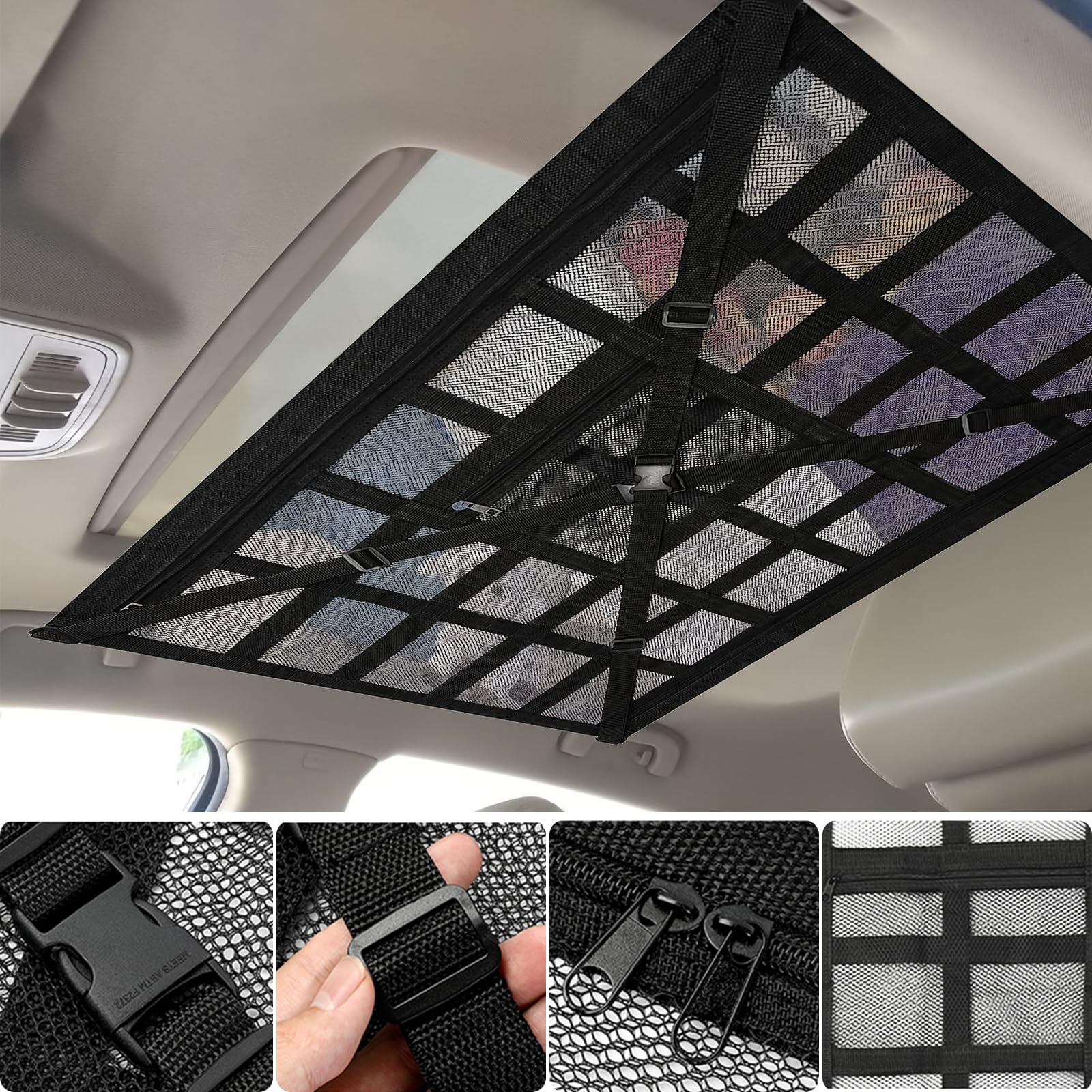 

Ysemco Car Storage Ceiling Roof Net Крышный бокс Багажная сетка Крепление Сетка Грузовая сетка Багажная сетка Crossover 2 Слой Тип (9065см) [Продукт] чёрный
