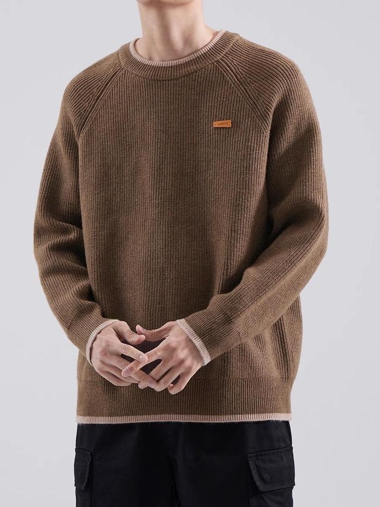 Men's Autumn/Winter Heavyweight Loose Knitwear - Trendy Raglan Sleeve, Lazy Style Sweater