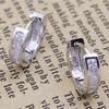 Fashion Men's Silver Plated Small Round Square Rhinestone Hoop Huggie Earrings