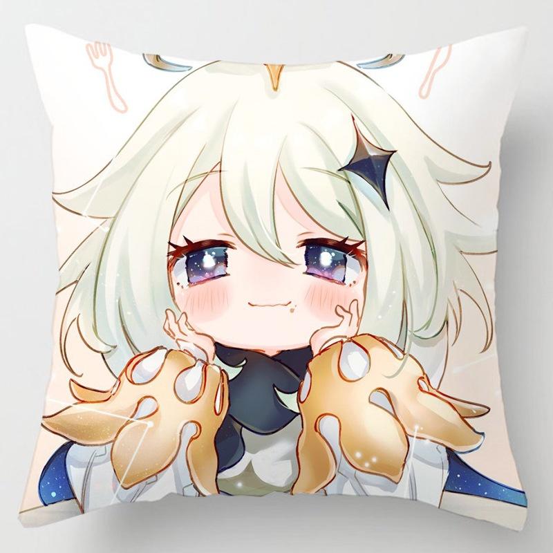 Genshin Impact Cartoon Cushion Cover Soft Polyester Peachskin Pillow Case For Home Decor