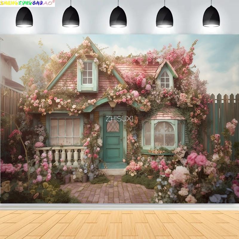 Easter Party Wreath Spring Garden Children's Photography Props Rabbit Colorful Eggs Newborn Portrait Shoot Background FH-60