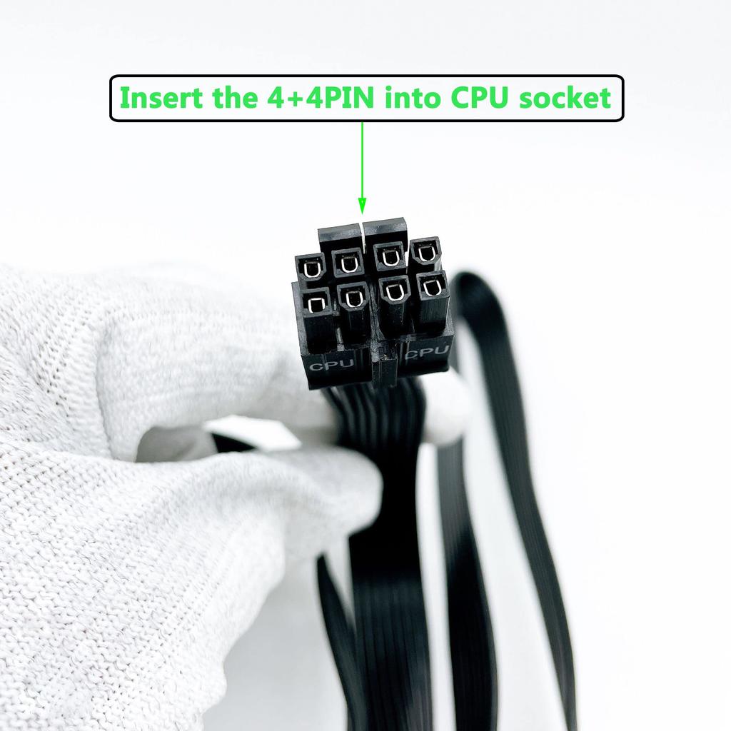 Funtin Seasonic PSU CPU Male To To EPS Cable for ASUS Modular Power Supplies Cable, 25-inch Male, 8-Pin 4+4-Pin (70cm)