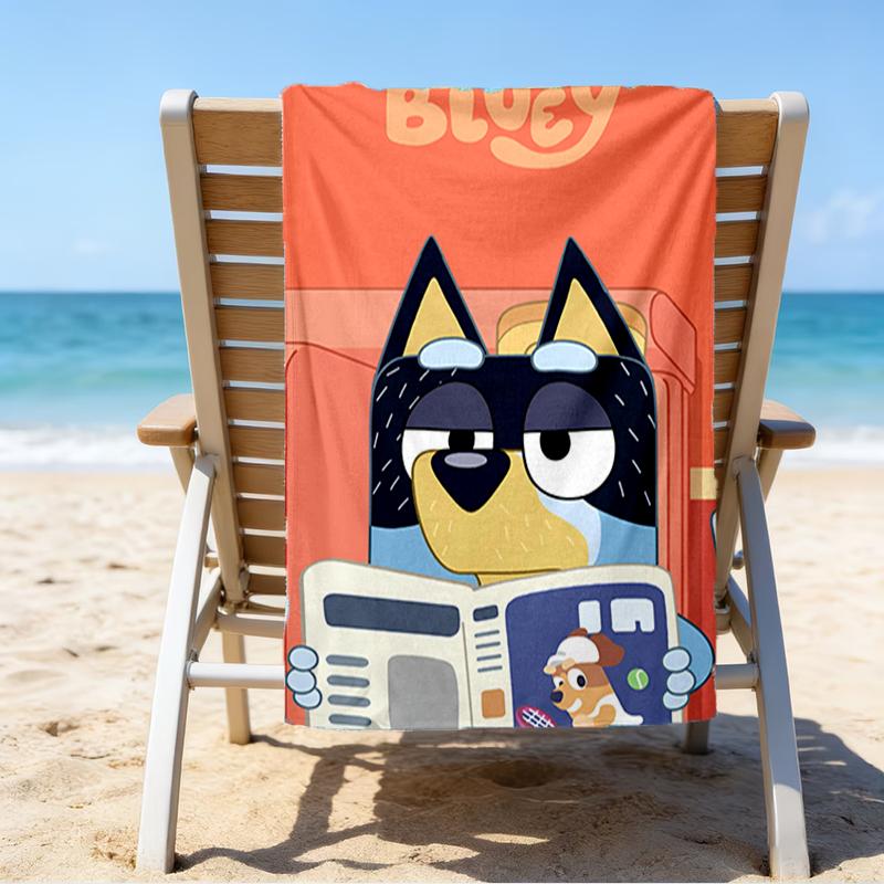 Itin minkštas paplūdimio rankšluostis su Bluey tema, idealus baseinui - stovyklavimui, nardymui - puikus kelionės daiktas, ryškus paplūdimio rankšluostis.