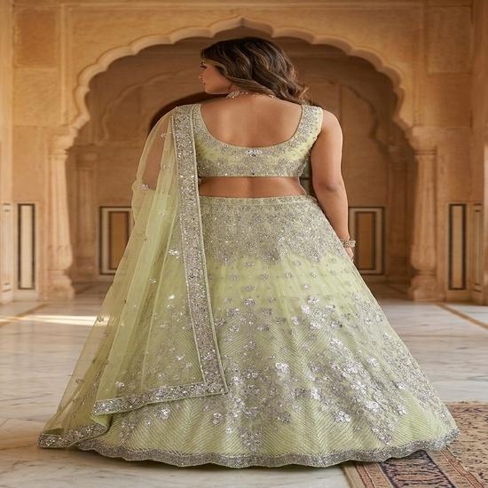 Enchanting Sage Green Embroidered Lehenga Choli Set