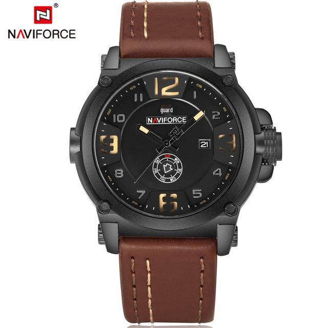 NAVIFORCE Lingxiang 9099 Men s Waterproof Quartz Watch with Leather Strap and Calendar