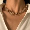 Ingemark Punk Simple Geometry Thick Chokers Necklace Women Trend Gold Color Metal Chunky Neck Chain Hip-Hop Steampunk Jewelry