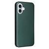 For iPhone 16 Plus Case PU Leather Carbon Fiber Texture Phone Cover with Card Holder