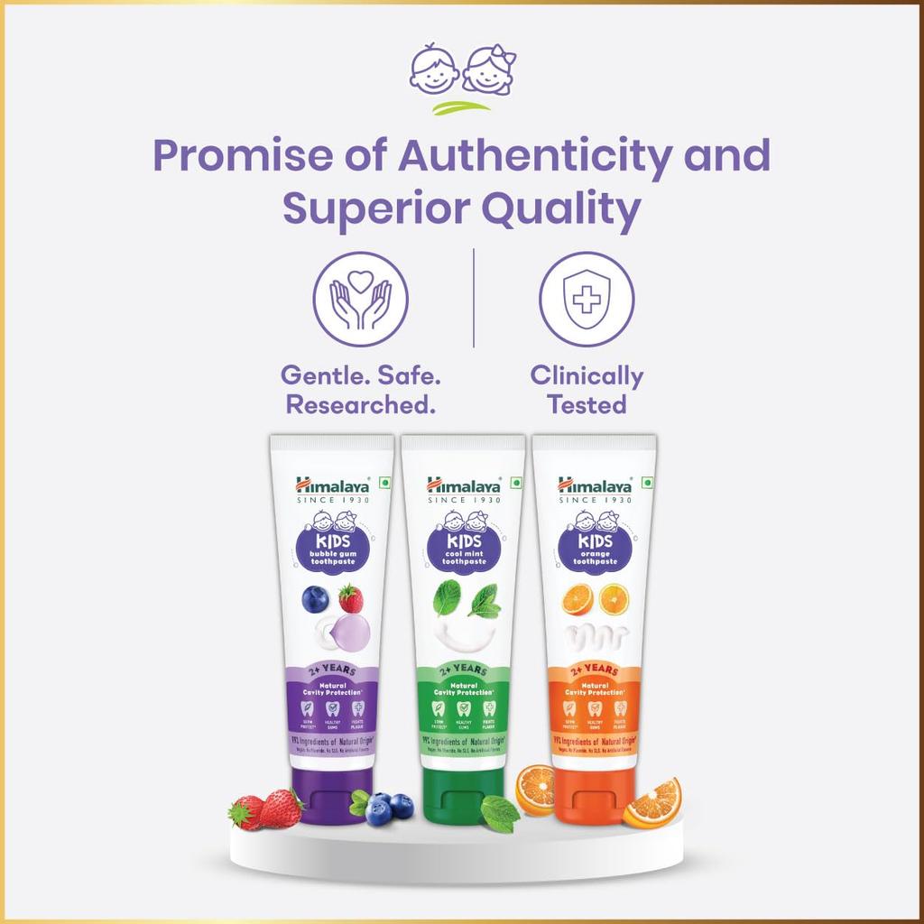 Himalaya Kids Bubble Gum Toothpaste 80g Pack Of 2 Fluoride-Free Cavity Protection For Children 2-12 Years