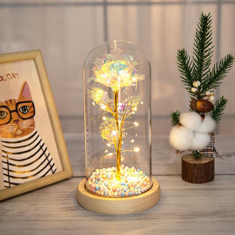 Glass cover gold foil rose ornament creative mother Valentine's Day gift simulation flower eternal flower Yiwu