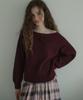 OURNOSTALGIA Rosette Off-Shoulder Knit_Burgundy(Ocb6Kn03)