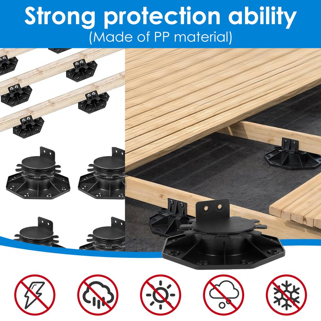Set da 5 Piedini di Supporto per Deck Regolabili in Altezza Base di Supporto Rialzo Deck Base Rialzo Pavimento in Plastica Supporto Robusto Rialzo Pavimento