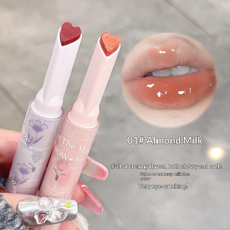 Water-Light Lip Glaze Mirror Glitter Lip Tint Long Lasting Moisturising Love Heart Shape Solid Lipstick Pen Lips Makeup Cosmetic
