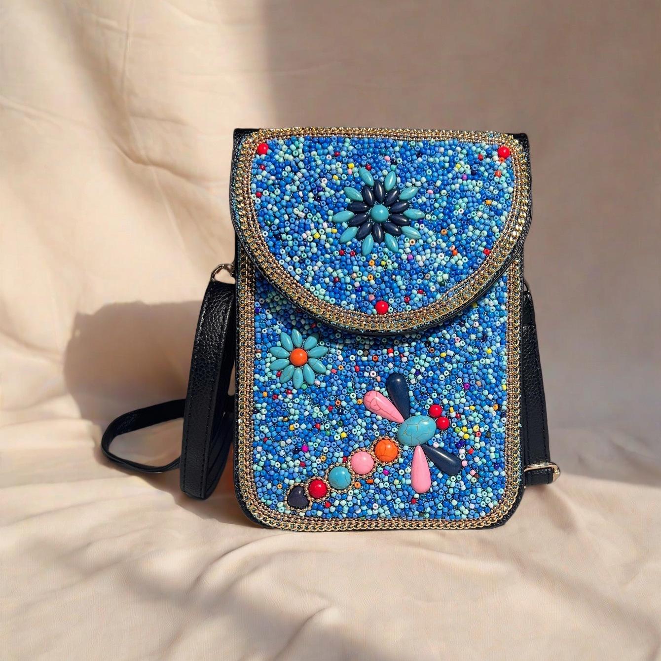 Женская дорожная сумка через плечо в богемном стиле с бусинами