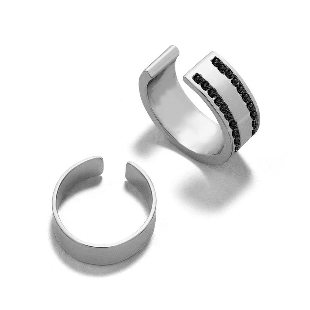 Alloy Rhinestone Chic Clip Earrings Modern Geometric Style Ear Jewelry