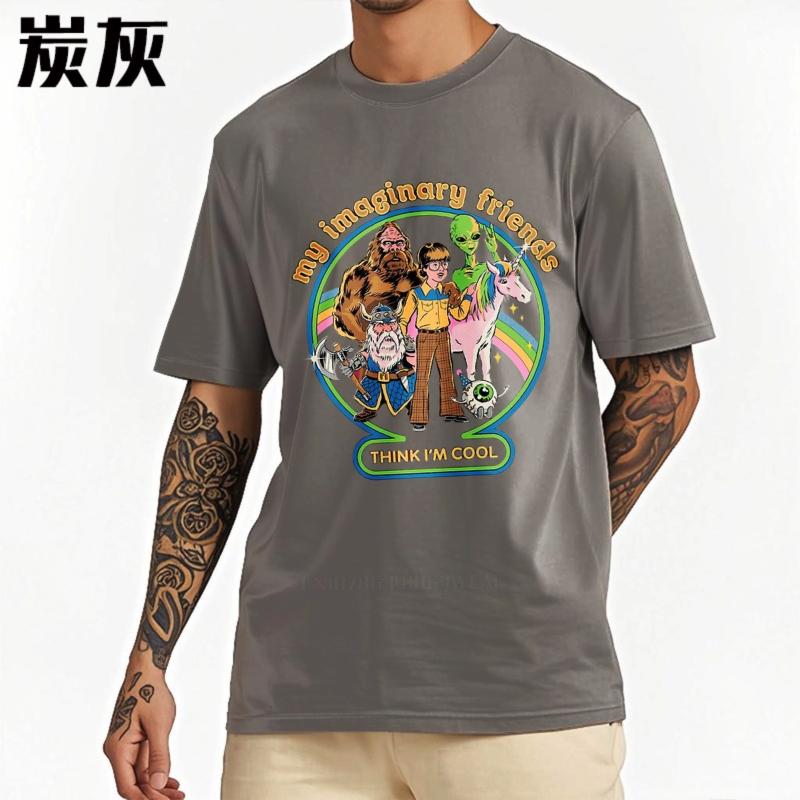 men brand tshirt Streetwear summer Teenagers t shirt My Imaginary Friends Think Im Cool Short Sleeve Adult Oneck Top tees
