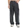 KOTTY Men's Mid Rise Solid Cargo Jeans Rich Black