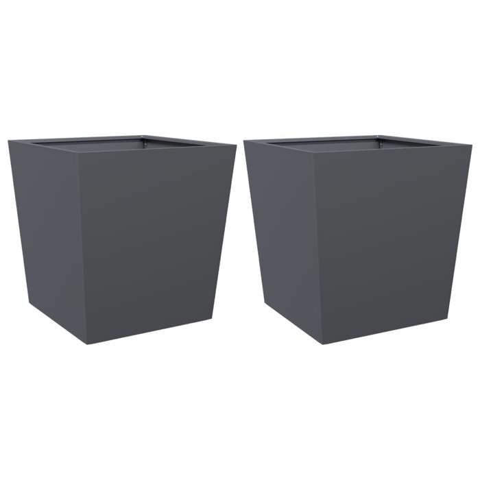 VidaXL Planters 2 Pcs Anthracite 50x50x50 Cm Steel, Outdoor Planter, Flower Box, Garden Box, Planter 851071