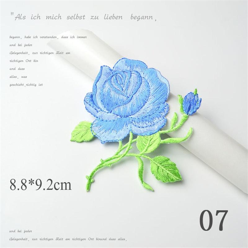 Zarte Rosenstickerei Aufbügel- Aufnäher für Kleidung Applikation DIY Hut Mantel Kleid Hose Zubehör Stoffaufkleber