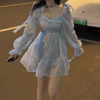 Robe Lolita décontractée à manches longues pour femmes, vêtements Kawaii Vintage Y2k, Mini robe de soirée, une pièce, mode coréenne, hiver 2021