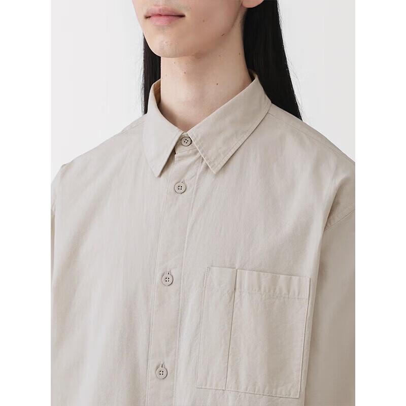 MUJI Men's Washed Broad Fit Long Sleeve Shirt