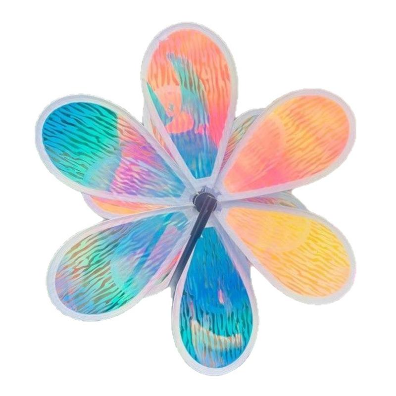 1 Piece Colorful Film Double-Layer Sunflower Windmill Rotating Sunflower Wind Spinner Stake Standing Lawn Flower Pinwheel