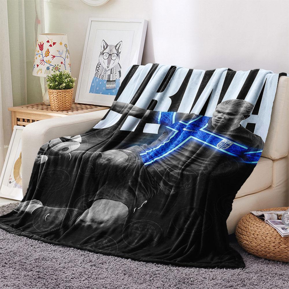 Erling Haaland Printed Flannel Blanket, Soft Throw for Bedroom Sofa, Washable,soccer Fan Merchandise, Great Gift.