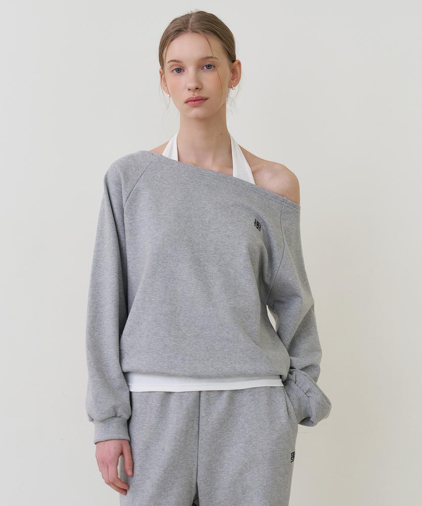 BIBYSEOB Off-Shoulder Sweatshirt Gray [T61]