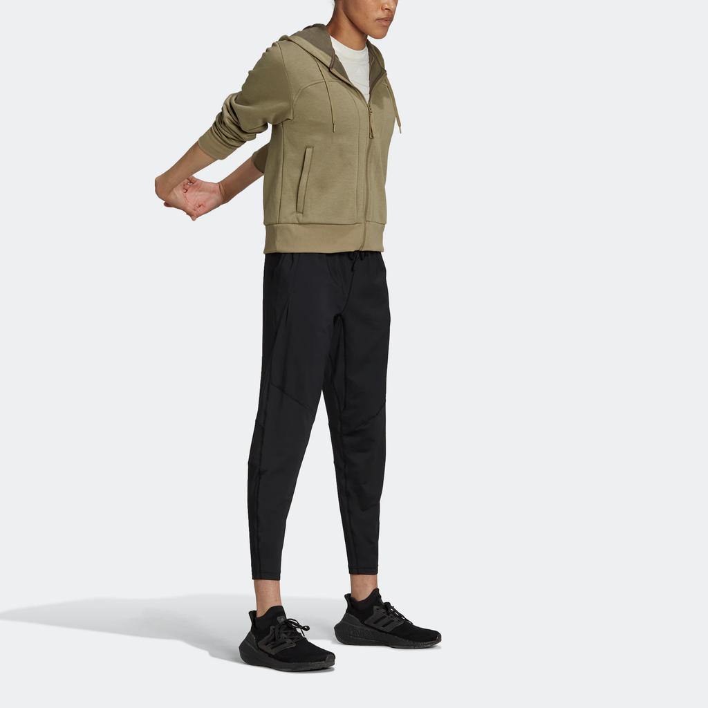 Adidas Womens Solid Color Logo Zip-Up Hoodie Jacket Women Jackets Green HY1018