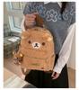 Schoolbag Japanese large-capacity portable backpack cartoon cute and relaxed bear backpack bag female niche design plush shoulder bag