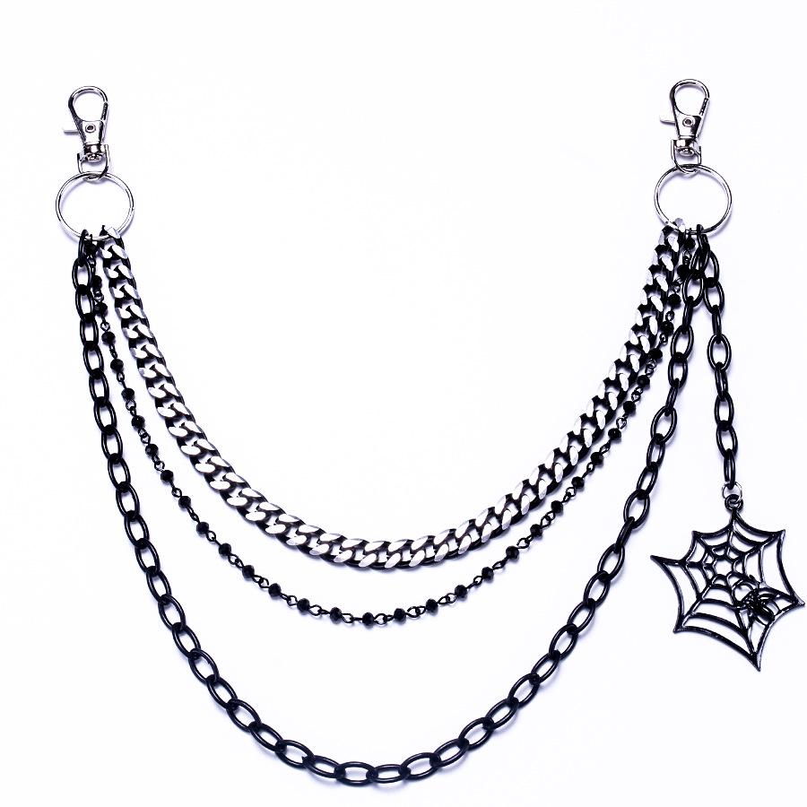 Trendy Metal Spider Web Layered Chain: Punk-Style Halloween Jewelry for Jeans