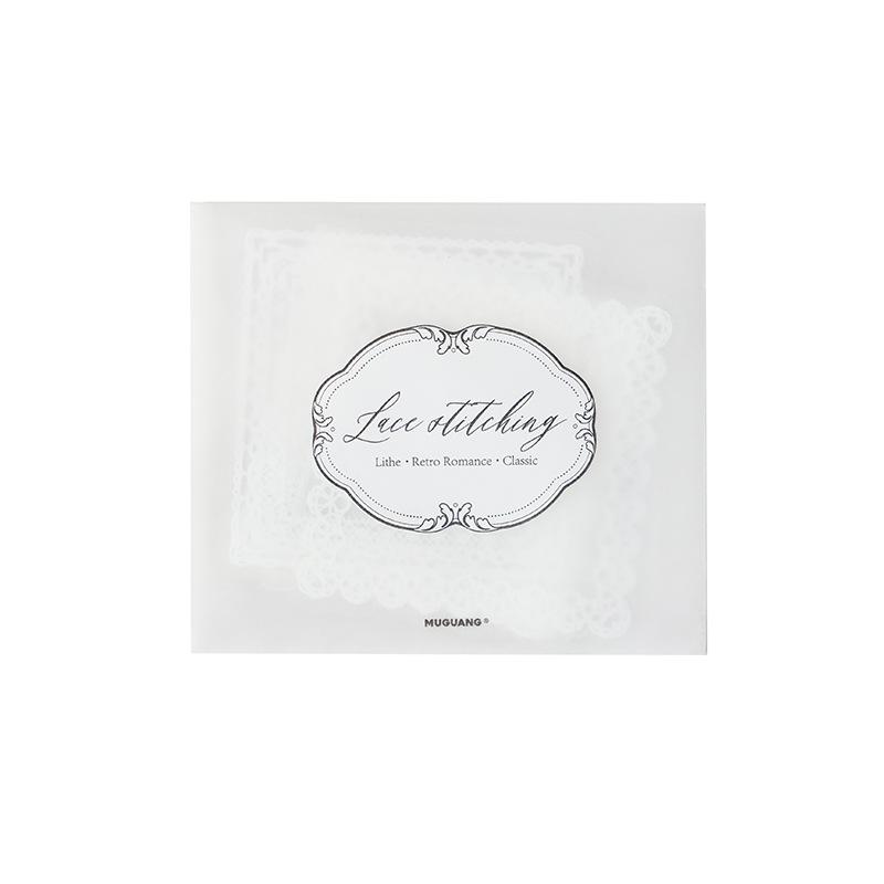 10 Sheets White Ink Clear Lace Stickers DIY Scrapbooking Diary Planner Craft Decor Stickers
