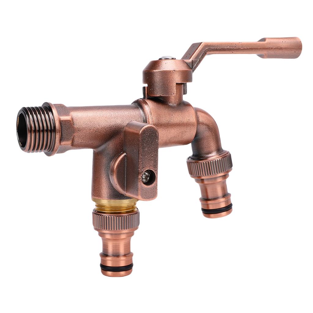 Outside Water Faucet Brass High Temperature Resist 1 In 2 Out Outdoor Wall Mounted Garden Double Faucet for Family