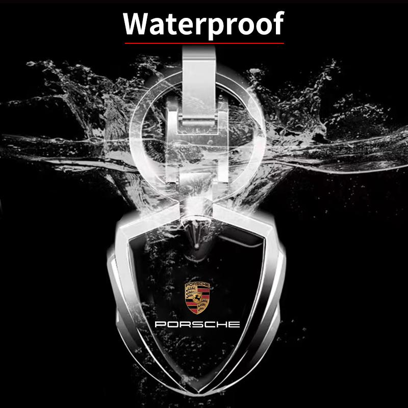 1Pcs Car Emblem Stying Metal Key Rings Shield Shaped Keychain For Porsche Cayenne Panamera Macan Boxster 911 Carrera-GT 944 918 917