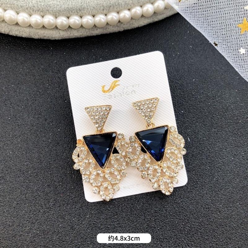 Retro temperament celebrytki kryształowe kolczyki sztyfty z diamentami, damskie luksusowe super błyszczące kolczyki z frędzlami na przyjęcie, proste kolczyki z kamieniami szlachetnymi