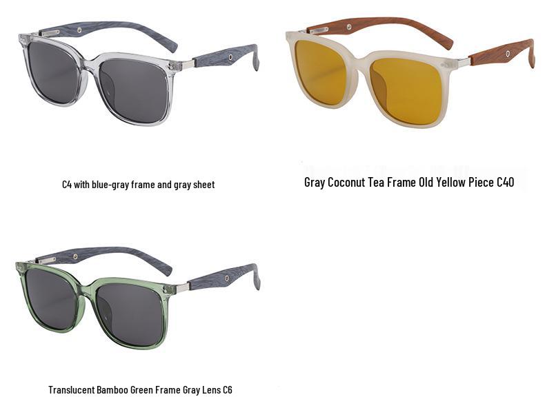 Stylish HD Polarized Sunglasses with Wood Grain Legs for Men & Women - Trendy UV Protection for Summer